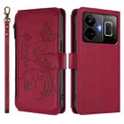 For Realme GT3 5G /  GT Neo 5 240W Butterfly Love Flower Multi-card Zipper Wallet Leather Phone Case(Wine Red) - 2