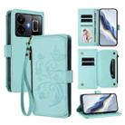 For Realme GT3 5G /  GT Neo 5 240W Butterfly Love Flower Multi-card Zipper Wallet Leather Phone Case(Mint Green) - 1