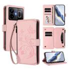 For Realme GT3 5G /  GT Neo 5 240W Butterfly Love Flower Multi-card Zipper Wallet Leather Phone Case(Pink) - 1