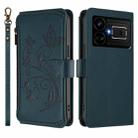For Realme GT5 240W / GT5 5G Butterfly Love Flower Multi-card Zipper Wallet Leather Phone Case(Dark Green) - 2