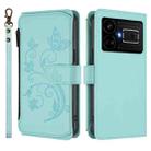 For Realme GT5 240W / GT5 5G Butterfly Love Flower Multi-card Zipper Wallet Leather Phone Case(Mint Green) - 2