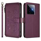 For Realme GT 7 5G India Butterfly Love Flower Multi-card Zipper Wallet Leather Phone Case(Dark Purple) - 2