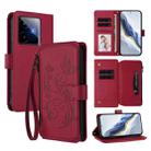 For Realme GT 7 5G India Butterfly Love Flower Multi-card Zipper Wallet Leather Phone Case(Wine Red) - 1