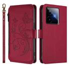 For Realme GT 7 5G India Butterfly Love Flower Multi-card Zipper Wallet Leather Phone Case(Wine Red) - 2