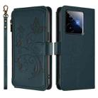 For Realme GT 7 5G India Butterfly Love Flower Multi-card Zipper Wallet Leather Phone Case(Dark Green) - 2