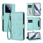 For Realme GT 7 5G India Butterfly Love Flower Multi-card Zipper Wallet Leather Phone Case(Mint Green) - 1