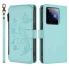 For Realme GT 7 5G India Butterfly Love Flower Multi-card Zipper Wallet Leather Phone Case(Mint Green) - 2