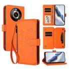 For Realme Narzo 60 Pro Butterfly Love Flower Multi-card Zipper Wallet Leather Phone Case(Orange) - 1