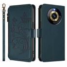 For Realme Narzo 60 Pro Butterfly Love Flower Multi-card Zipper Wallet Leather Phone Case(Dark Green) - 2