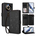 For Realme Narzo 60 Pro Butterfly Love Flower Multi-card Zipper Wallet Leather Phone Case(Black) - 1