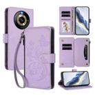 For Realme Narzo 60 Pro Butterfly Love Flower Multi-card Zipper Wallet Leather Phone Case(Light Purple) - 1