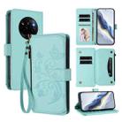 For Realme Narzo 80 Pro  Butterfly Love Flower Multi-card Zipper Wallet Leather Phone Case(Mint Green) - 1