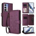 For Realme Narzo 80x Butterfly Love Flower Multi-card Zipper Wallet Leather Phone Case(Dark Purple) - 1