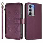 For Realme Narzo 80x Butterfly Love Flower Multi-card Zipper Wallet Leather Phone Case(Dark Purple) - 2
