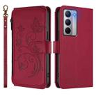 For Realme Narzo 80x Butterfly Love Flower Multi-card Zipper Wallet Leather Phone Case(Wine Red) - 2