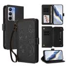 For Realme Narzo 80x Butterfly Love Flower Multi-card Zipper Wallet Leather Phone Case(Black) - 1