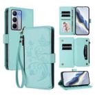 For Realme Narzo 80x Butterfly Love Flower Multi-card Zipper Wallet Leather Phone Case(Mint Green) - 1