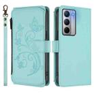 For Realme Narzo 80x Butterfly Love Flower Multi-card Zipper Wallet Leather Phone Case(Mint Green) - 2