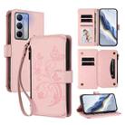 For Realme Narzo 80x Butterfly Love Flower Multi-card Zipper Wallet Leather Phone Case(Pink) - 1