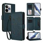 For Realme Neo7 Turbo Butterfly Love Flower Multi-card Zipper Wallet Leather Phone Case(Dark Green) - 1