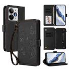 For Realme Neo7 Turbo Butterfly Love Flower Multi-card Zipper Wallet Leather Phone Case(Black) - 1