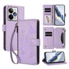 For Realme Neo7 Turbo Butterfly Love Flower Multi-card Zipper Wallet Leather Phone Case(Light Purple) - 1