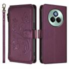 For Realme P3 Pro 5G Global Butterfly Love Flower Multi-card Zipper Wallet Leather Phone Case(Dark Purple) - 2