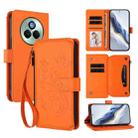 For Realme P3 Pro 5G Global Butterfly Love Flower Multi-card Zipper Wallet Leather Phone Case(Orange) - 1