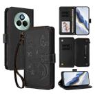 For Realme P3 Pro 5G Global Butterfly Love Flower Multi-card Zipper Wallet Leather Phone Case(Black) - 1