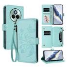 For Realme P3 Pro 5G Global Butterfly Love Flower Multi-card Zipper Wallet Leather Phone Case(Mint Green) - 1
