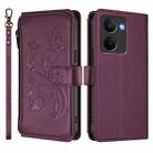 For Realme P3 Ultra 5G Global Butterfly Love Flower Multi-card Zipper Wallet Leather Phone Case(Dark Purple) - 2