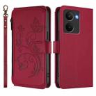 For Realme P3 Ultra 5G Global Butterfly Love Flower Multi-card Zipper Wallet Leather Phone Case(Wine Red) - 2