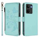 For Realme P3 Ultra 5G Global Butterfly Love Flower Multi-card Zipper Wallet Leather Phone Case(Mint Green) - 2