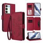 For Realme V70 5G / 14x Global / C75 5G Butterfly Love Flower Multi-card Zipper Wallet Leather Phone Case(Wine Red) - 1