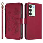 For Realme V70 5G / 14x Global / C75 5G Butterfly Love Flower Multi-card Zipper Wallet Leather Phone Case(Wine Red) - 2