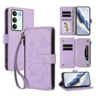 For Realme V70 5G / 14x Global / C75 5G Butterfly Love Flower Multi-card Zipper Wallet Leather Phone Case(Light Purple) - 1