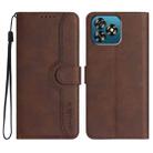 For Oukitel C53 Heart Pattern Skin Feel Leather Phone Case(Brown) - 1