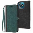 For Oukitel C53 Side Buckle Double Fold Hand Strap Leather Phone Case(Dark Green) - 1