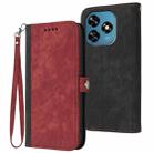 For Oukitel C51 Side Buckle Double Fold Hand Strap Leather Phone Case(Red) - 1