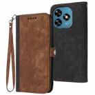 For Oukitel C51 Side Buckle Double Fold Hand Strap Leather Phone Case(Brown) - 1