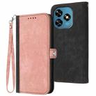 For Oukitel C51 Side Buckle Double Fold Hand Strap Leather Phone Case(Pink) - 1