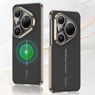 For Huawei Pura 80 Ultra 5G GKK Electroplated Plain Leather Magnetic Phone Case(Black) - 1