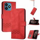 For Oukitel C51 Cubic Skin Feel Flip Leather Phone Case(Red) - 1