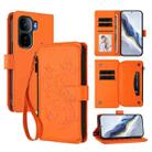 For vivo iQOO Neo 10+ Butterfly Love Flower Multi-card Zipper Wallet Leather Phone Case(Orange) - 1