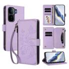 For vivo iQOO Neo 10+ Butterfly Love Flower Multi-card Zipper Wallet Leather Phone Case(Light Purple) - 1
