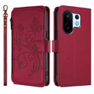 For vivo S30 Pro mini Butterfly Love Flower Multi-card Zipper Wallet Leather Phone Case(Wine Red) - 2