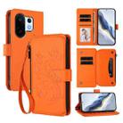 For vivo S30 Pro mini Butterfly Love Flower Multi-card Zipper Wallet Leather Phone Case(Orange) - 1
