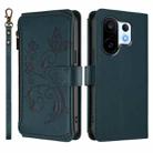 For vivo S30 Pro mini Butterfly Love Flower Multi-card Zipper Wallet Leather Phone Case(Dark Green) - 2
