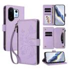 For vivo S30 Pro mini Butterfly Love Flower Multi-card Zipper Wallet Leather Phone Case(Light Purple) - 1