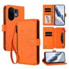 For vivo S30 Butterfly Love Flower Multi-card Zipper Wallet Leather Phone Case(Orange) - 1